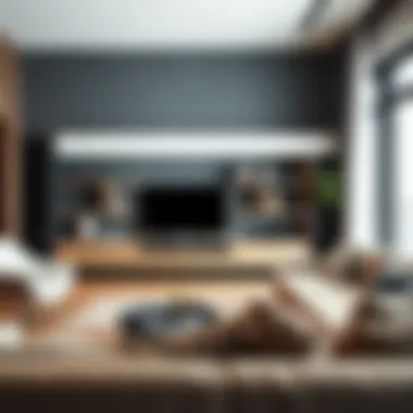 Contemporary Living Room with Long Shelf Cabinet Stylish long shelf cabinet in a contemporary living room
