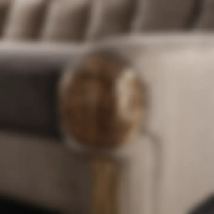 Close-up of a beautifully crafted sofa leg made from premium materials.