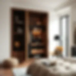Stylish open wardrobe showcasing modern design elements