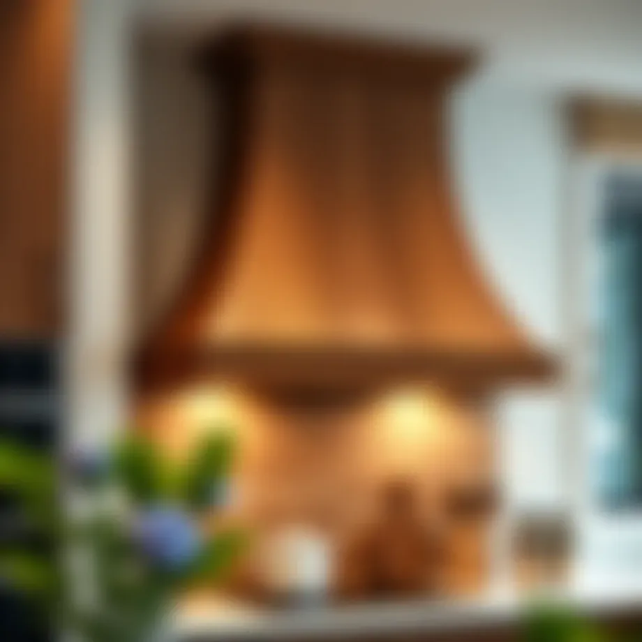 Elegant wooden hood design enhancing kitchen aesthetics
