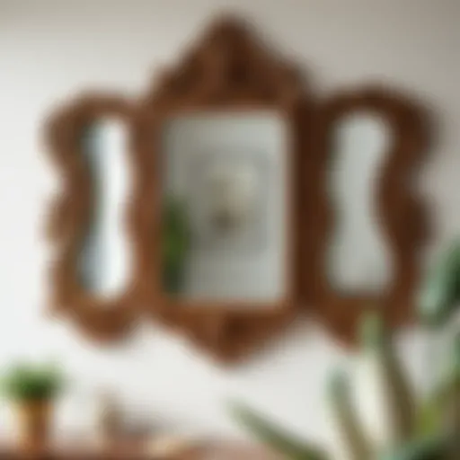 Elegant wooden mirror with intricate carvings