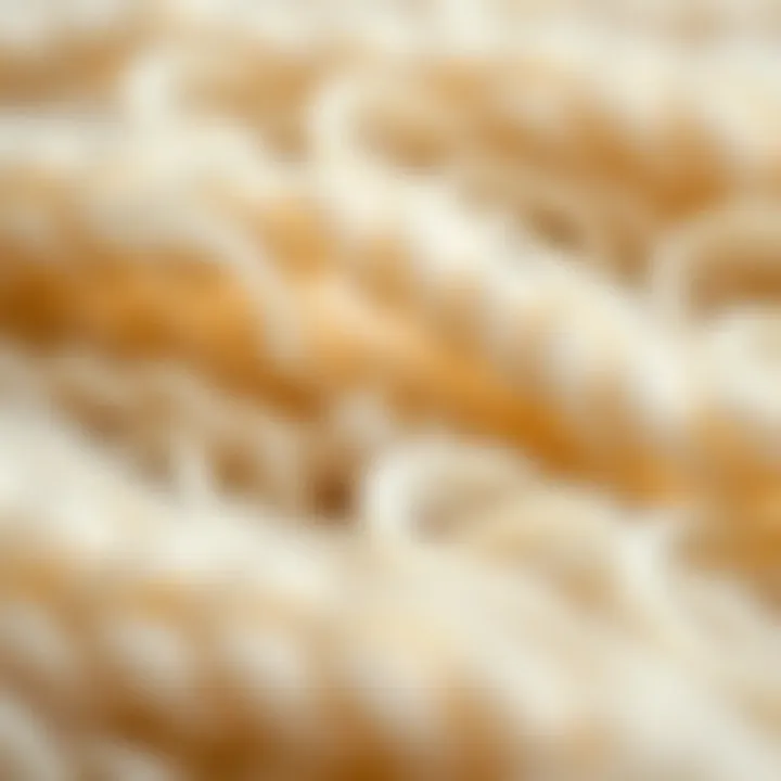 A close-up of high-quality wool fibers used in rugs