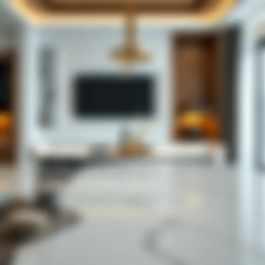 Elegant dining table with a television integrated into the design
