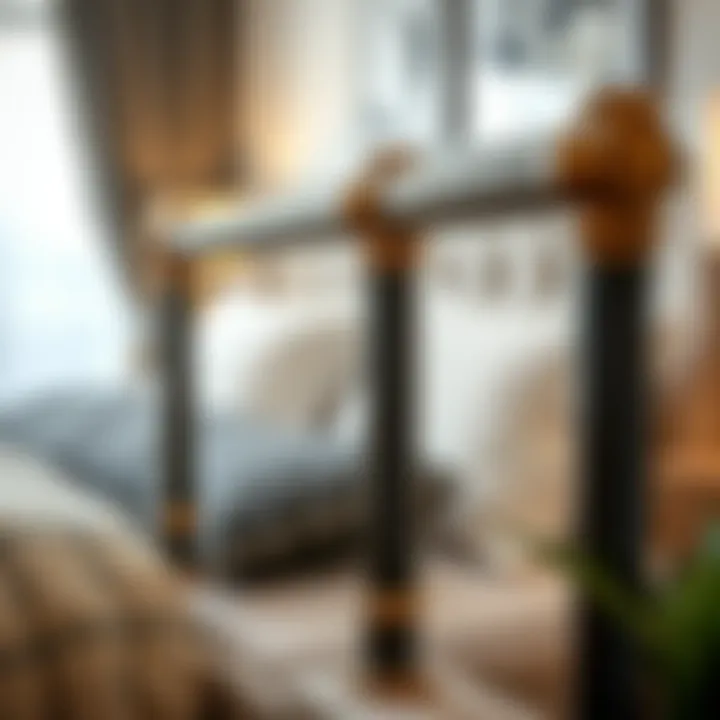 Close-up of materials used in bed railings