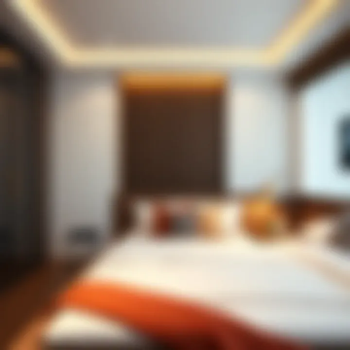 Stylish bed railing in a contemporary bedroom setting