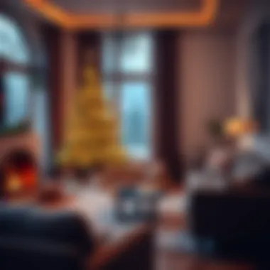 Cozy living room featuring a beautifully lit Christmas tree